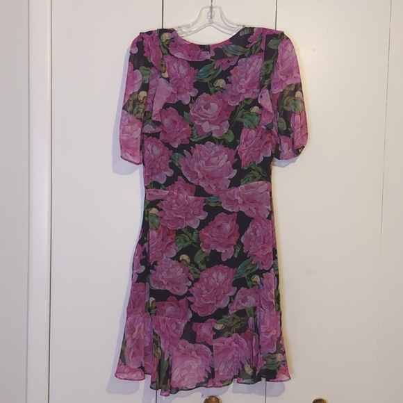 The Kooples Floral Print Short Sleeve Frilly Dress with Ruffle Details Size S/M - Picture 2 of 16